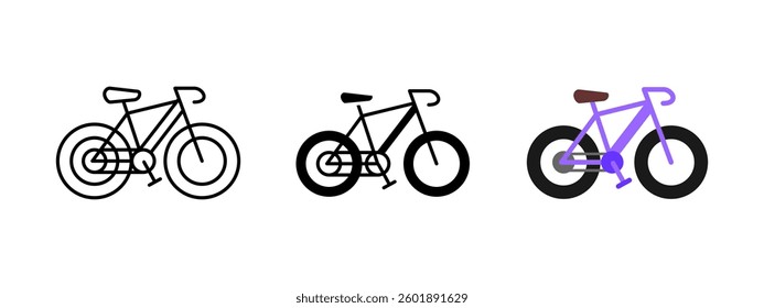 Bicycle icon. Cycling transport vector illustration. Eco-friendly mobility and recreation symbol for commuting, fitness and outdoor activity. Road bike and transportation pictogram.