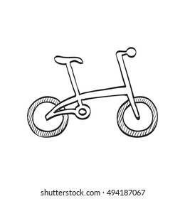 Bicycle icon in doodle sketch lines. Sport cycling road city urban folding foldable working
