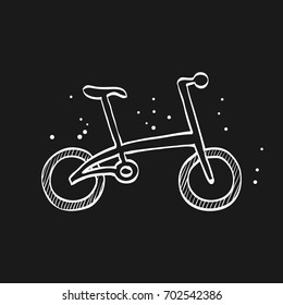 Bicycle icon in doodle sketch lines. Sport cycling road city urban folding foldable working
