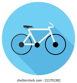 Bicycle icon. Flat design style modern vector illustration. Isolated on stylish color background. Flat long shadow icon. Elements in flat design.