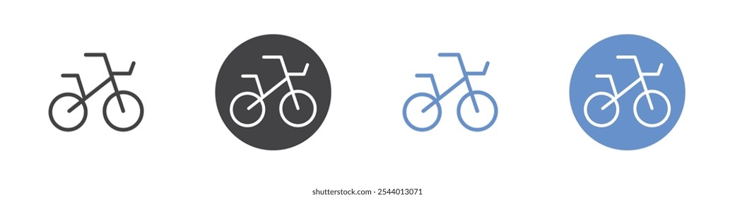 Ícone de bicicleta Conjunto plano em preto e branco