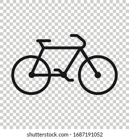 Bicycle icon in flat style. Bike vector illustration on white isolated background. Cycle travel business concept.