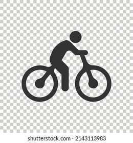 Bicycle icon in flat style. Bike with people vector illustration on white isolated background. Rider business concept.