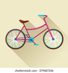 Bicycle icon in flat style. Image for web banners, sites, designs.