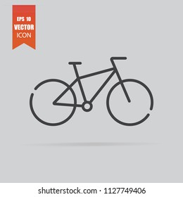Icono de bicicleta en estilo plano aislado en fondo gris. Para su diseño, logotipo. Ilustración vectorial.