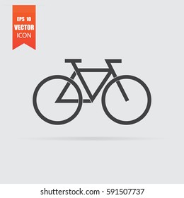 Bicycle icon in flat style isolated on grey background. For your design, logo. Vector illustration.