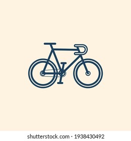 Bicycle icon. Flat vector illustration in blue on a pastel yellow background