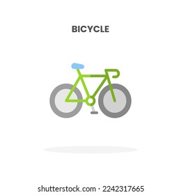 Icono de bicicleta plano. Ilustración vectorial sobre fondo blanco. Se puede usar para web, app, producto digital, presentación, interfaz de usuario y muchos más.