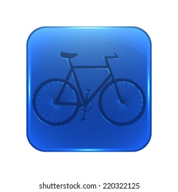 Bicycle icon - glossy blue button