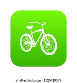 Bicycle icon green vector isolated on white background