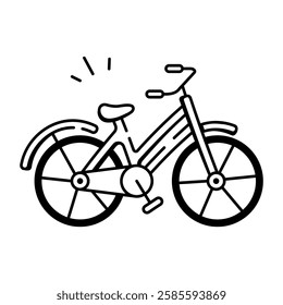 Bicycle icon in hand drawn style 
