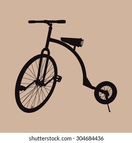Bicycle icon isolated on white background. Retro styled or vintage image of bicycle. Vector illustration.
