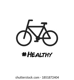 Bicycle icon isolated in white. Healthy activity in outdoor. 