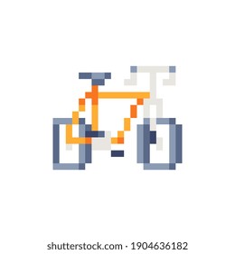 Bicycle icon. Knitted design. Isolated vector illustration. Pixel art style. 8-bit sprite. Old school computer graphic style.