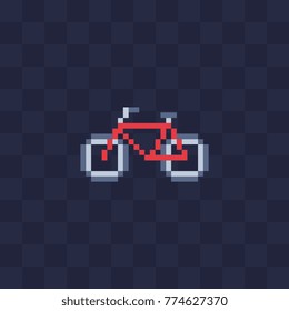 Fahrradsymbol. Gezwirntes Design. Einzige Vektorgrafik. Pixel Art Stil. 8-Bit-Sprite. Old School Computer Grafikstil.