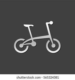 Bicycle icon in metallic grey color style. Sport cycling folding