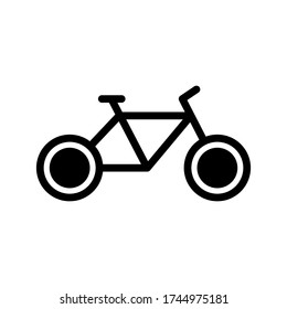 Bicycle icon on isolated white background with glyph icon style, Bicycle vector illustration, Bike black icon.