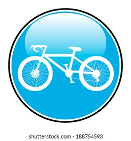 Bicycle icon on round internet button on white background - vector illustration.