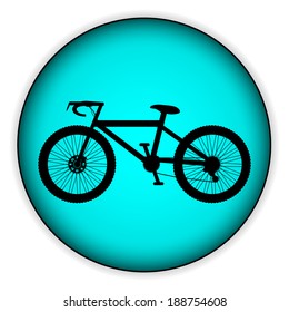Bicycle icon on round internet button on white background - vector illustration.