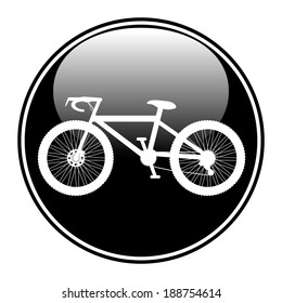 Bicycle icon on round internet button on white background - vector illustration.