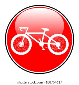 Bicycle icon on round internet button on white background - vector illustration.