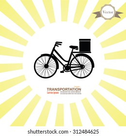 bicycle icon on sunburst background.vector illustration.