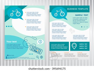 Bicycle icon on vector Brochure. Flyer design. Layout template, size A4. 