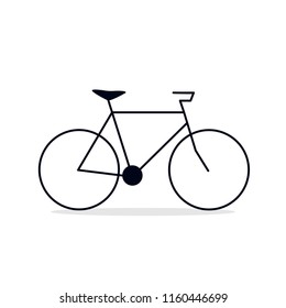 Bicycle Icon on the white background with grey shadow. Simple vector illustration