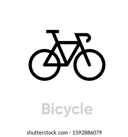 Bicycle icon on white background. Editable stroke. Vector illustration.