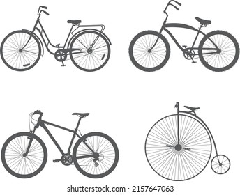 Bicycle icon on white background. Set