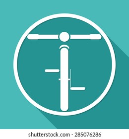 Bicycle Icon on white circle with a long shadow