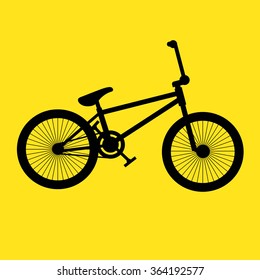 Bicycle icon on yellow background. Isolated.