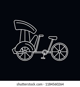 Bicycle icon. Outline illustration of Bicycle vector icon for web and advertising isolated on black background. Element of culture and traditions
