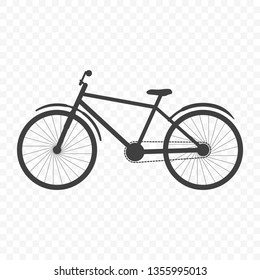 Bicycle icon. Partially detailed image. Vector on transparent background
