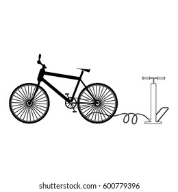 Bicycle icon with pump for tire - vector illustration