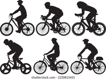 Icono de bicicleta. Símbolo de carrera de bicicleta. Icono plano de la carrera de ciclismo. Signo de ciclista. Silhouette ciclista de carretera. deporte