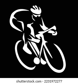 Icono de bicicleta. Símbolo de carrera de bicicleta. Icono plano de la carrera de ciclismo. Signo de ciclista. Silhouette ciclista de carretera. deporte