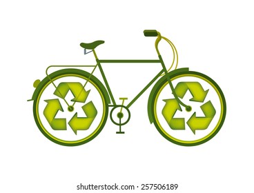 bicycle with the icon of recycling as wheels