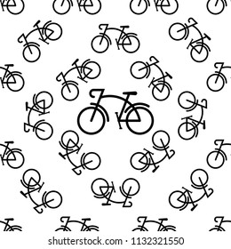 Bicycle Icon Seamless Pattern Vector Art Illustration