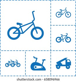 Bicycle icon. set of 6 bicycle filled icons such as exercise bike