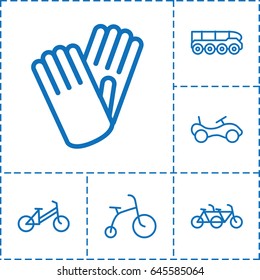 Bicycle icon. set of 6 bicycle outline icons such as bike, gloves