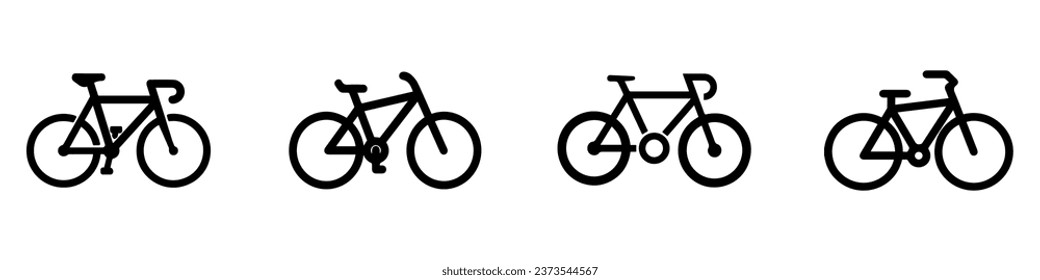 Juego de iconos de bicicleta. Iconos de bicicleta. Estilo de la silueta. Ilustración vectorial. Gráfico vectorial. EPS 10