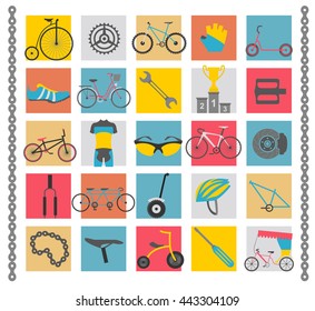 Bicycle icon set. Bike types. Vector illustration flat design
