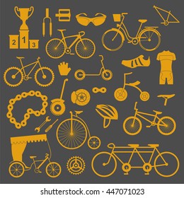 Bicycle icon set. Bike types. Vector illustration flat design