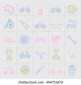 Bicycle icon set. Bike types. Vector illustration linear thin design