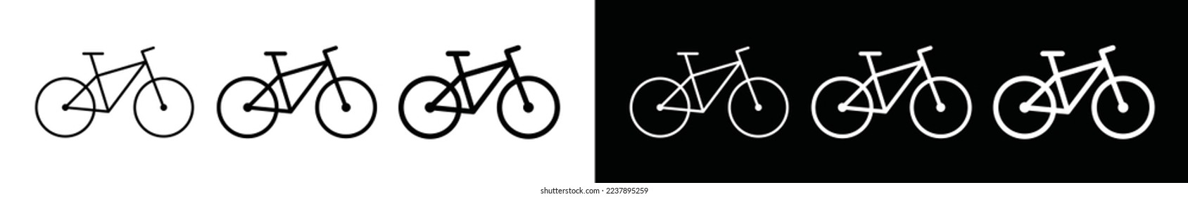Juego de iconos de bicicleta. Juego de vectores de icono de bicicleta. Bicicleta de línea simple para aplicaciones y sitios web, ilustración de símbolo