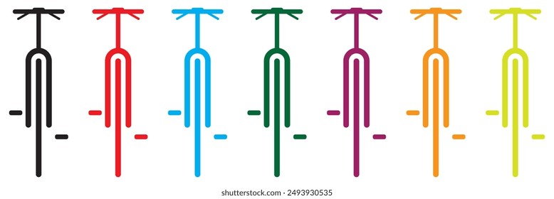 Bicycle icon set. Black, red, blue, green yellow bicycle icon.