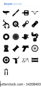 Bicycle icon set of black and white types. Isolated vector sign symbols. Icon pack.