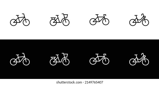 Juego de iconos de bicicleta. Colección de iconos de diseño plano aislada en fondo blanco y negro.