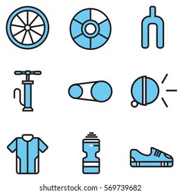 Bicycle icon set illustration design, line colour EPS10